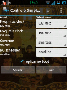 Android CPU Painel de controle