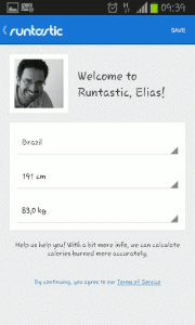 runtastic screenshot informações pessoais