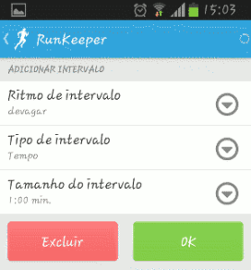 RunKeeper Alterar intervalos de exercícios