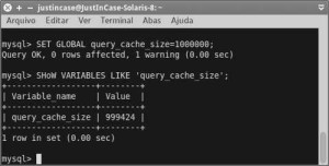 screenshot mysql set global query_cache_size