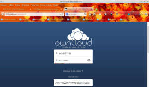 Captura de tela inicial do OwnCloud