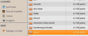 captura de tela da lista de arquivos no Thunar