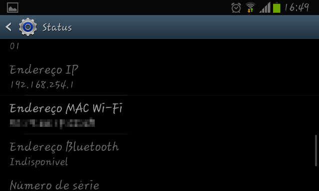 Endereco mac wifi no android