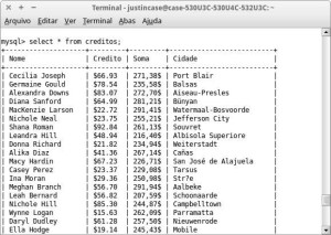 captura de tela da listagem da tabela no MySQL