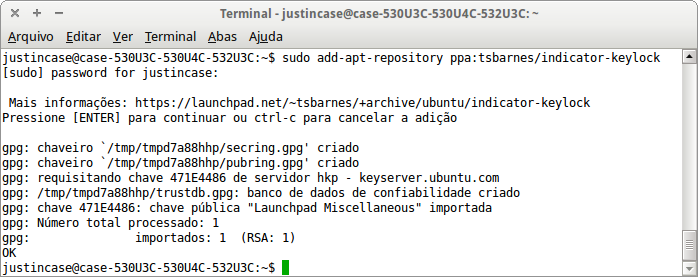 Captura de tela  do ubuntu add-apt-repository