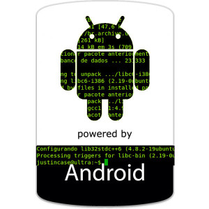 Logo Android sobre um terminal