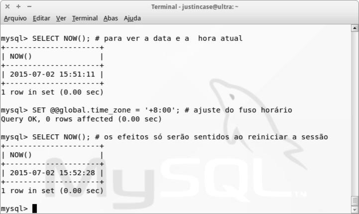 Captura de tela - MySQL set global time_zone