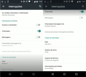 Android configuração de interrupção e não perturbe