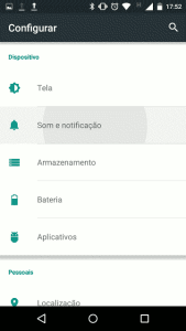 Painel de configuração do Android Lollipop 5.1: Som e notificação