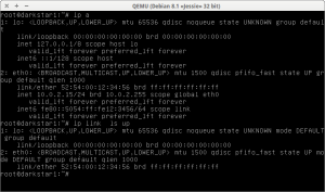 exemplo de execução do comando ip no Linux