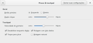 Configurações do touchpad no GNOME 3