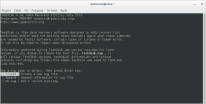 Captura de tela do testdisk
