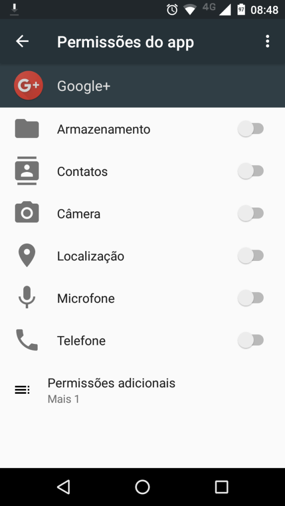 Android 6.0 Marshmallow permissões específicas de aplicativos