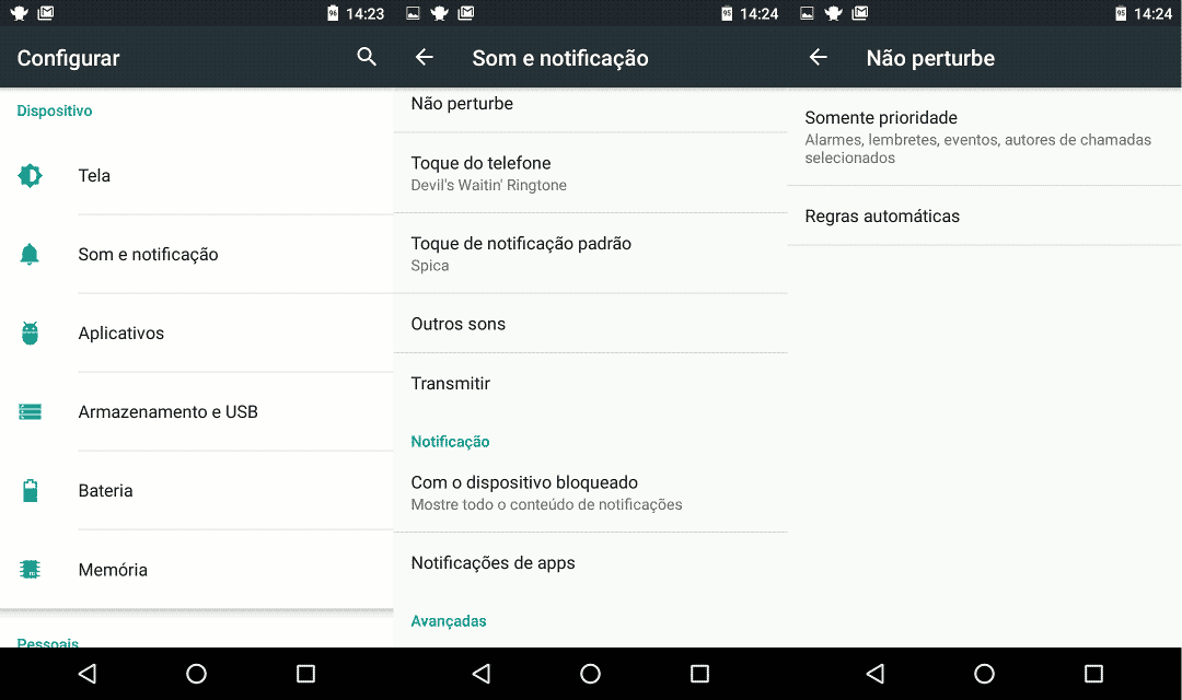 Android funções não perturbe