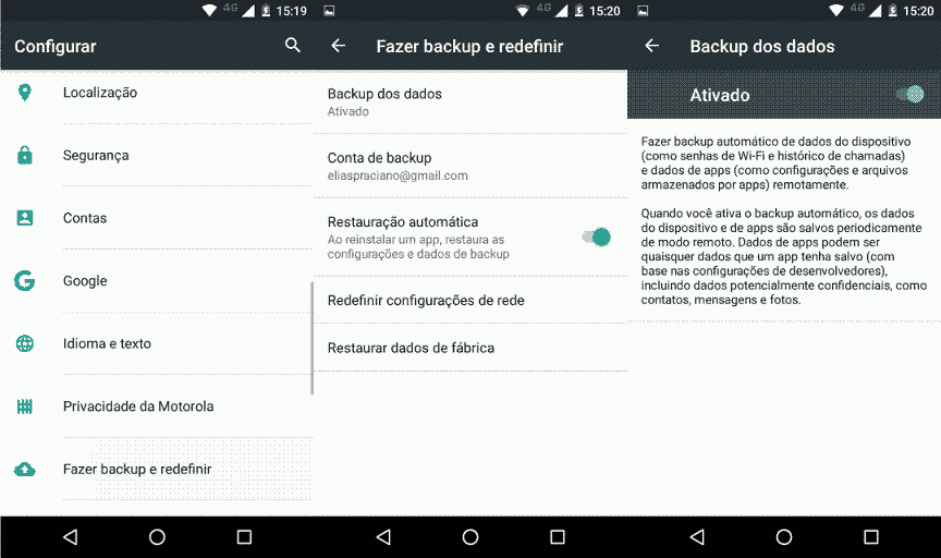 Como ativar o backup nativo do Android