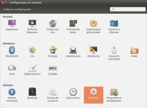 ubuntu 16.04 lts xenial xerus painel de configuração do sistema