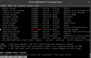 captura de tela das informações do systemd com o comando systemctl