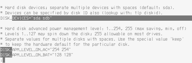tlp disk settings