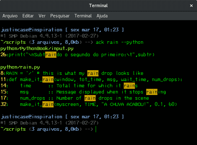 linux terminal ack command