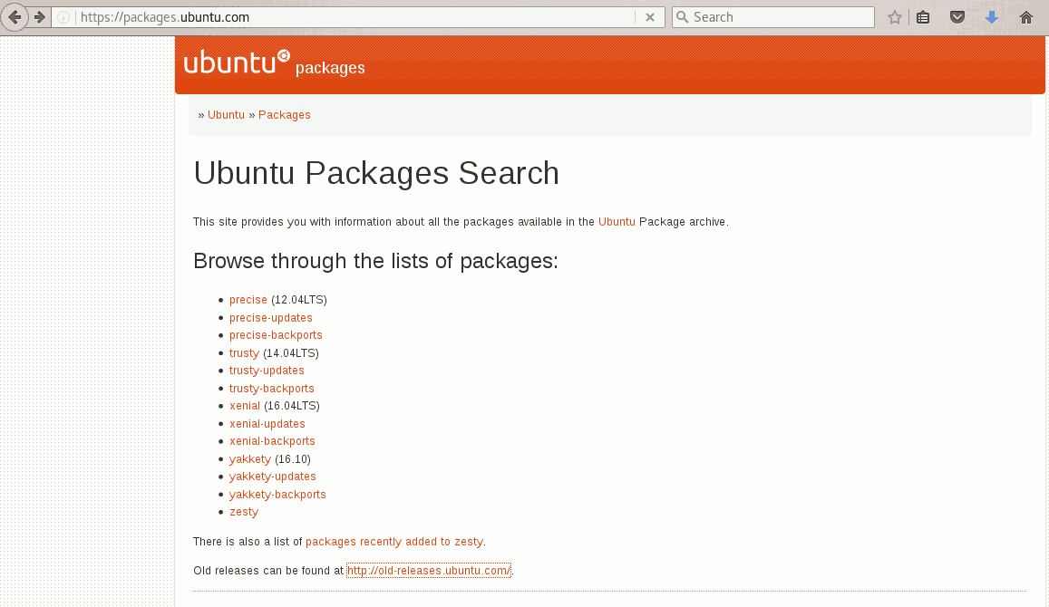 site com lista de versões do Ubuntu
