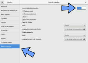 gnome-tweak-tool ativar ícones na área de trabalho