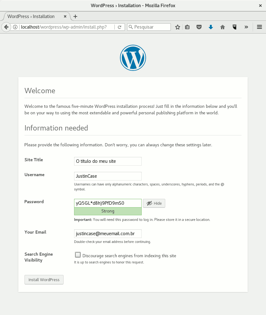 como instalar o WordPress