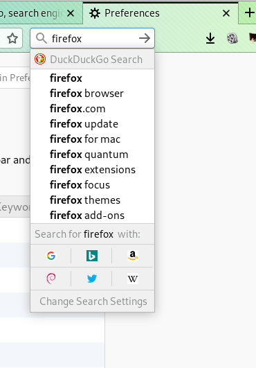 Firefox caixa de busca