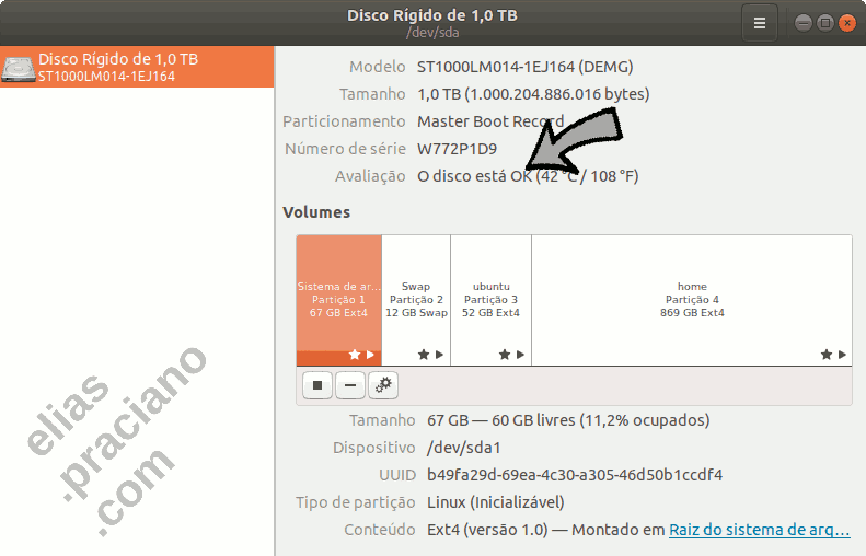 Disco rígido OK no Ubuntu