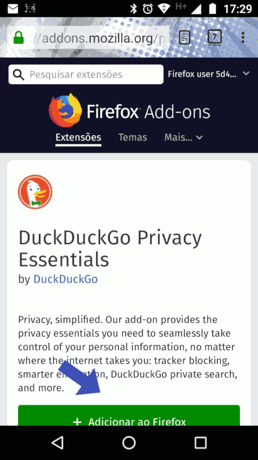 Extensão oficial DuckDuckGo para Firefox